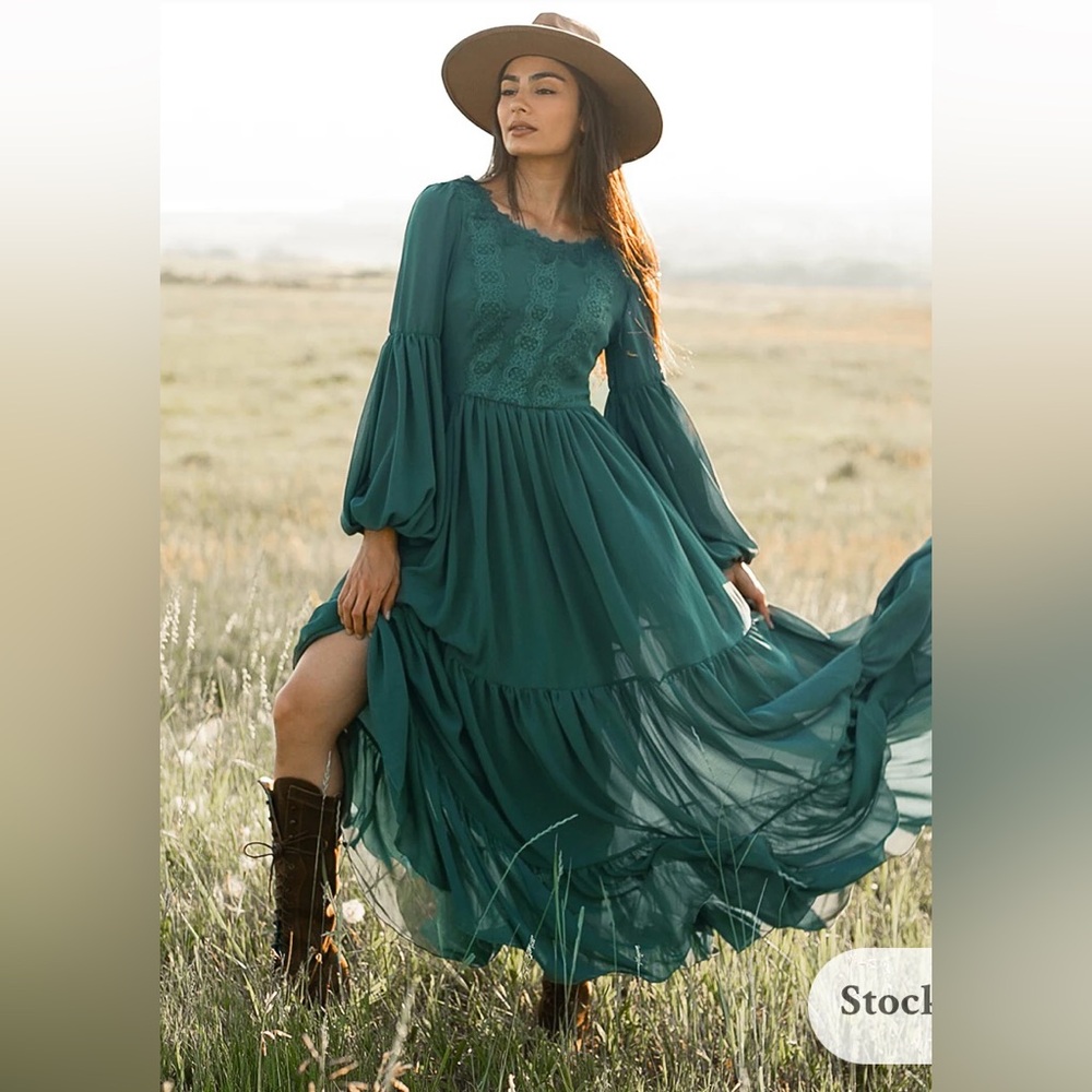 Joyfolie Forest Green Long Sleeve Maxi Dress - Picture 4 of 15